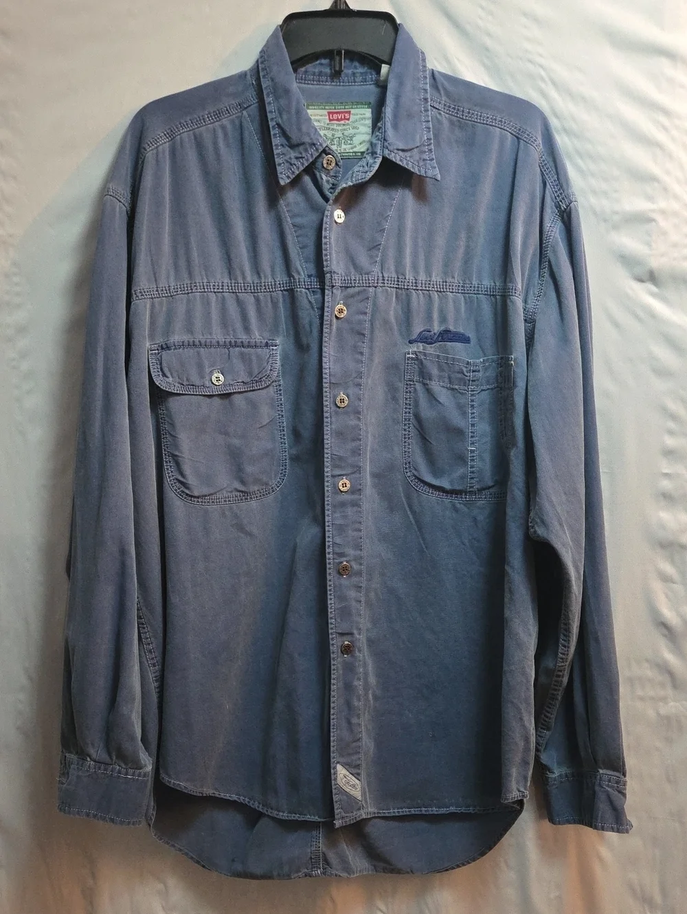 Vintage Levi's Denim Shirt Men's Large Blue 100% Cotton Western Workwear Grunge